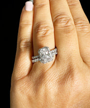 Load image into Gallery viewer, GIA Certified 14k Solid White Gold Radiant Cut And Round Diamond Engagement Ring And Band Wedding Set 4.00ctw F-VS2