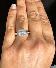 Load image into Gallery viewer, GIA Certified Eternity Style 14k Solid White Gold Round Cut Diamonds Engagement Ring Bridal Halo 3.00ctw F-VS2