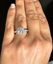 Load image into Gallery viewer, Eternity Style 14k Solid White Gold Round Cut Moissanite And Natural Round Diamonds Engagement Ring Bridal Halo 3.00ctw