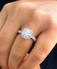 Load image into Gallery viewer, Eternity Style 14k Solid White Gold Round Cut Moissanite And Natural Round Diamonds Engagement Ring Bridal Halo 3.00ctw