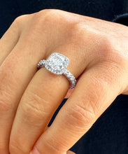 Load image into Gallery viewer, GIA Certified Eternity Style 14k Solid White Gold Round Cut Diamonds Engagement Ring Bridal Halo 3.00ctw F-VS2