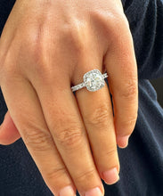 Load image into Gallery viewer, GIA Certified Eternity Style 14k Solid White Gold Round Cut Diamonds Engagement Ring Bridal Halo 3.00ctw F-VS2