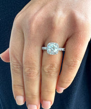 Load image into Gallery viewer, Eternity Style 14k Solid White Gold Round Cut Forever One Moissanite And Natural Round Diamonds Engagement Ring Bridal Halo 3.00ctw