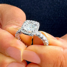 Load image into Gallery viewer, Eternity Style 14k Solid White Gold Round Cut Moissanite And Natural Round Diamonds Engagement Ring Bridal Halo 3.00ctw