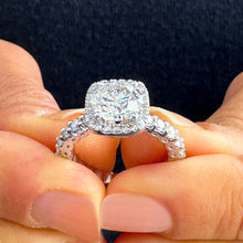 Load image into Gallery viewer, GIA Certified Eternity Style 14k Solid White Gold Round Cut Diamonds Engagement Ring Bridal Halo 3.00ctw F-VS2