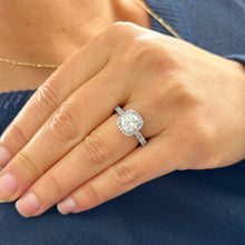 Load image into Gallery viewer, GIA Certified Eternity Style 14k Solid White Gold Round Cut Diamonds Engagement Ring Bridal Halo 3.00ctw F-VS2