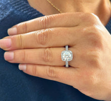 Load image into Gallery viewer, GIA Certified Eternity Style 14k Solid White Gold Round Cut Diamonds Engagement Ring Bridal Halo 3.00ctw F-VS2