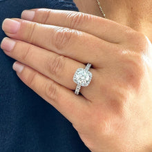 Load image into Gallery viewer, GIA Certified Eternity Style 14k Solid White Gold Round Cut Diamonds Engagement Ring Bridal Halo 3.00ctw F-VS2