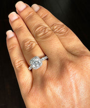 Load image into Gallery viewer, GIA Certified Eternity Style 14k Solid White Gold Round Cut Diamonds Engagement Ring Bridal Halo 3.00ctw F-VS2