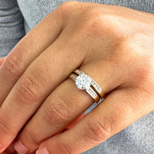 Load image into Gallery viewer, 14K Yellow Gold Round Cut Moissanite and Round Cut Natural Diamond Engagement Ring And Band Set 1.90ctw