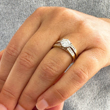 Load image into Gallery viewer, 14K Yellow Gold Round Cut Moissanite and Round Cut Natural Diamond Engagement Ring And Band Set 1.90ctw