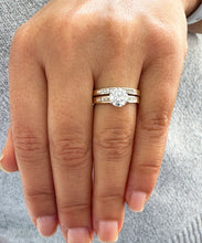 Load image into Gallery viewer, 14K Yellow Gold Round Cut Moissanite and Round Cut Natural Diamond Engagement Ring And Band Set 1.90ctw