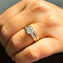 Load image into Gallery viewer, 14K Yellow Gold Round Cut Forever One Moissanite and Round Cut Natural Diamond Engagement Ring And Band Set 1.90ctw
