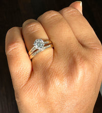 Load image into Gallery viewer, 14K Yellow Gold Round Cut Forever One Moissanite and Round Cut Natural Diamond Engagement Ring And Band Set 1.90ctw