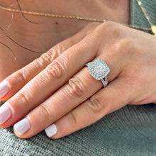 Load image into Gallery viewer, GIA Certified Double Halo Women's 14k Solid White Gold Cushion And Round Cut Diamond Engagement Ring Bridal Wedding Halo 3.00ct F-VS2