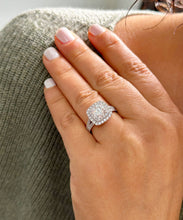 Load image into Gallery viewer, Double Halo Women's 14k solid white gold cushion cut forever one moissanite and natural diamond engagement ring Bridal Wedding Halo 2.80ct