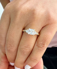 Load image into Gallery viewer, GIA Certified 14K Solid Yellow Gold Princess Shape And Round Cut Diamond Engagement Ring Art Deco Three Stone Style 2.00ctw