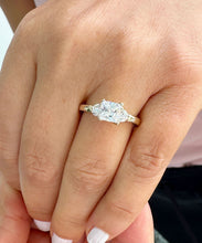 Load image into Gallery viewer, 14K Solid Yellow Gold Princess Shape And Round Cut Moissanite Engagement Ring Art Deco Three Stone Style 2.20ctw