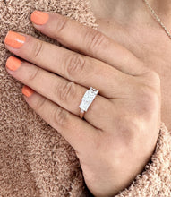 Load image into Gallery viewer, GIA Certified 14k Solid Rose Gold Princess Cut Engagement Ring Wedding Bridal Anniversary Three Stone Style 2.50ct F-VS2