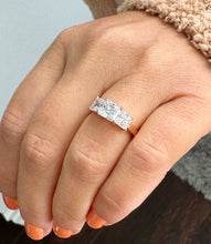 Load image into Gallery viewer, GIA Certified 14k Solid Rose Gold Princess Cut Engagement Ring Wedding Bridal Anniversary Three Stone Style 2.50ct F-VS2
