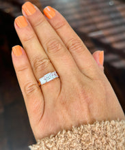 Load image into Gallery viewer, GIA Certified 14k Solid Rose Gold Princess Cut Engagement Ring Wedding Bridal Anniversary Three Stone Style 2.50ct F-VS2
