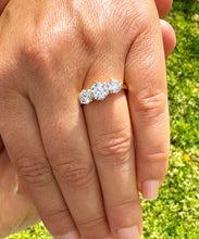 Load image into Gallery viewer, GIA Certified Elegant 14k Solid Yellow Gold Round Cut Engagement Ring Art Deco Three Stone Style Prong Set 2.00ctw F-VS2