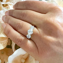 Load image into Gallery viewer, Elegant 14k Solid Yellow Gold Round Cut Moissanite Engagement Ring Three Stone Style Prong Set 2.00ctw