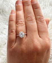 Load image into Gallery viewer, 14k Rose Gold Oval Cut Forever One Oval Moissanite and Round Natural Diamond Engagement Ring Wedding, Anniversary, Bridal Propose 2.50ctw