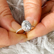 Load image into Gallery viewer, 14k Solid Rose Gold Oval and Round Cut Natural Diamond Engagement Ring Wedding, Anniversary, Bridal Propose, promise Halo 1.50ctw