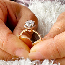 Load image into Gallery viewer, 14k Rose Gold Oval Cut Forever One Oval Moissanite and Round Natural Diamond Engagement Ring Wedding, Anniversary, Bridal Propose 2.50ctw