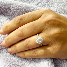 Load image into Gallery viewer, 14k Rose Gold Oval Cut Forever One Oval Moissanite and Round Natural Diamond Engagement Ring Wedding, Anniversary, Bridal Propose 2.50ctw