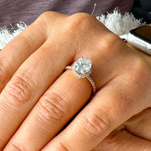 Load image into Gallery viewer, 14k Solid Rose Gold Oval and Round Cut Natural Diamond Engagement Ring Wedding, Anniversary, Bridal Propose, promise Halo 1.50ctw