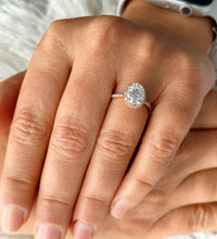 Load image into Gallery viewer, 14k Rose Gold Oval Cut Forever One Oval Moissanite and Round Natural Diamond Engagement Ring Wedding, Anniversary, Bridal Propose 2.50ctw
