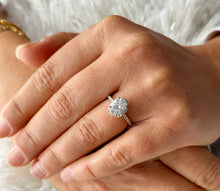 Load image into Gallery viewer, 14k Solid Rose Gold Oval and Round Cut Natural Diamond Engagement Ring Wedding, Anniversary, Bridal Propose, promise Halo 1.50ctw