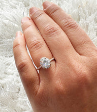 Load image into Gallery viewer, 14k Rose Gold Oval Cut Forever One Oval Moissanite and Round Natural Diamond Engagement Ring Wedding, Anniversary, Bridal Propose 2.50ctw