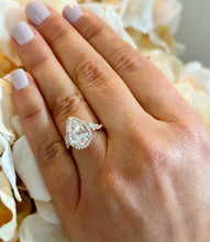 Load image into Gallery viewer, GIA Certified 14k Solid Rose Gold Pear and Round Diamond Engagement Ring Halo, 3.75ctw F-VS2