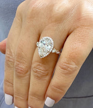 Load image into Gallery viewer, GIA Certified 14k Solid Rose Gold Pear and Round Diamond Engagement Ring Halo, 3.75ctw F-VS2