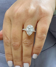 Load image into Gallery viewer, GIA Certified 14k Solid Rose Gold Pear and Round Diamond Engagement Ring Halo, 3.75ctw F-VS2