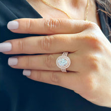 Load image into Gallery viewer, BIG 14k Solid Rose Gold Oval Cut Forever One Moissanite and Natural Diamond Engagement Ring Double Halo Triple Shank, Bridal, 2.70ctw