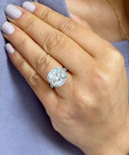 Load image into Gallery viewer, Large 6.00Ctw Women's 14k Solid White Gold Cushion Cut Moissanite And Natural Diamond Engagement Ring Bridal Wedding Halo