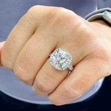 Load image into Gallery viewer, Large 6.00Ctw Women's 14k Solid White Gold Cushion Cut Moissanite And Natural Diamond Engagement Ring Bridal Wedding Halo