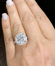 Load image into Gallery viewer, Large 6.00Ctw Women's 14k Solid White Gold Cushion Cut Moissanite And Natural Diamond Engagement Ring Bridal Wedding Halo