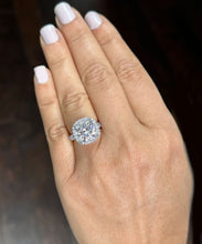 Load image into Gallery viewer, Large 6.00Ctw Women's 14k Solid White Gold Cushion Cut Moissanite And Natural Diamond Engagement Ring Bridal Wedding Halo