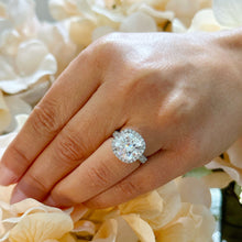 Load image into Gallery viewer, Large 6.00Ctw Women's 14k Solid White Gold Cushion Cut Moissanite And Natural Diamond Engagement Ring Bridal Wedding Halo