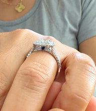 Load image into Gallery viewer, 14k White Gold Cushion Cut Diamond Engagement Ring Double Halo Split Shank Deco, Wedding, Natural Diamonds Round Cut 1.40ctw