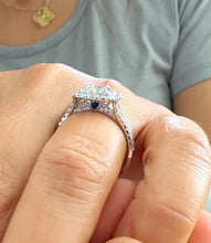 Load image into Gallery viewer, Double Halo Women's 14k solid white gold cushion cut moissanite and natural diamond engagement ring Bridal Wedding Halo 2.00ct