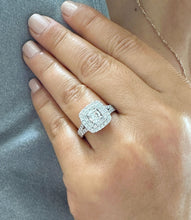 Load image into Gallery viewer, Double Halo Women's 14k solid white gold cushion cut forever one moissanite and natural diamond engagement ring Bridal Wedding Halo 2.00ct