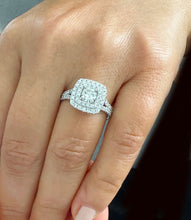 Load image into Gallery viewer, GIA Certified Double Halo Women's 14k Solid White Gold Cushion And Round Cut Diamond Engagement Ring Bridal Wedding Halo 2.00ct F-VS2