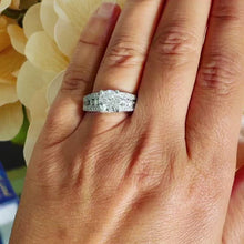 Load and play video in Gallery viewer, BIG 14k white gold round cut forever one moissanite and diamond engagement ring Wedding, Anniversary Bridal Set, Natural Diamonds 3.50ctw