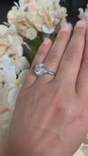 Load and play video in Gallery viewer, Large FIVE Carat set in 14k solid white gold round cut forever one moissanite engagement ring solitaire, bridal set, wedding, anniversary
